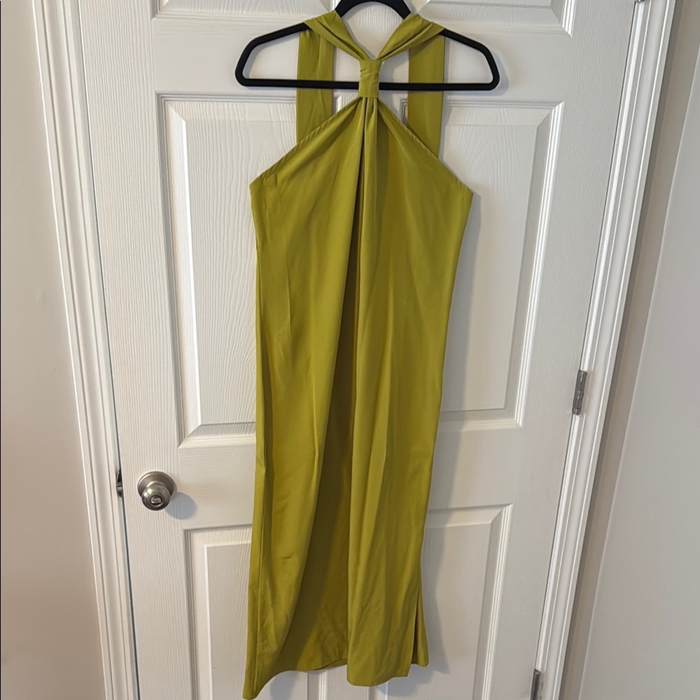 Chic Backless Halter Dress in Olive
